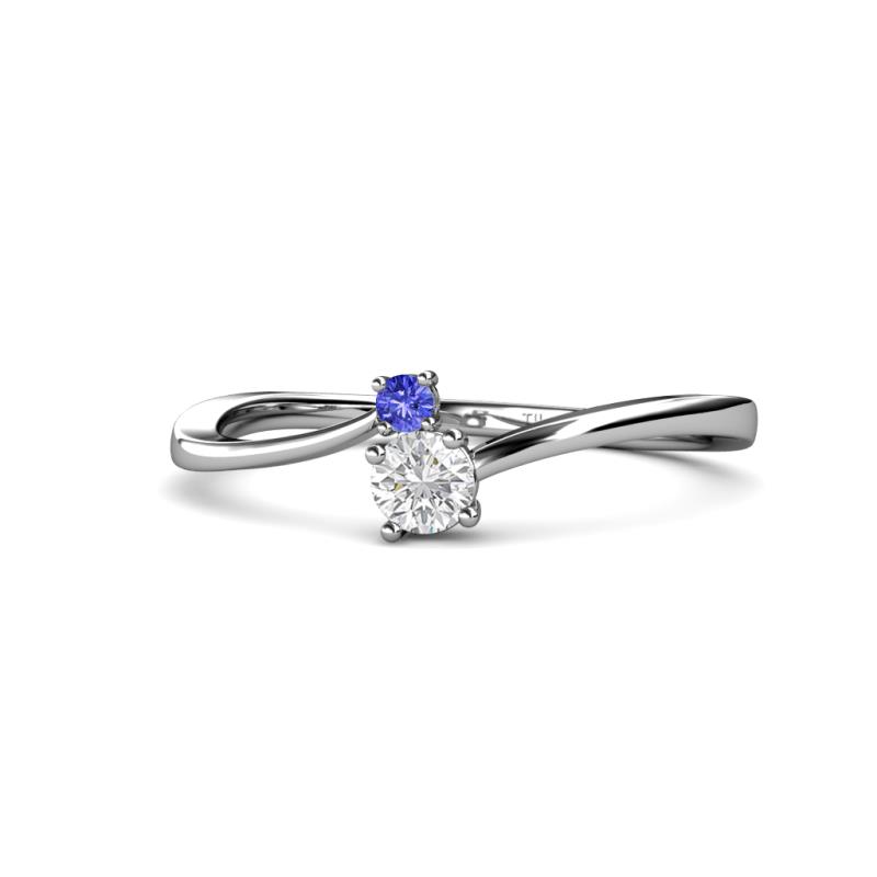 Lucie 4.10 mm Bold Round Tanzanite and White Sapphire 2 Stone Promise Ring 