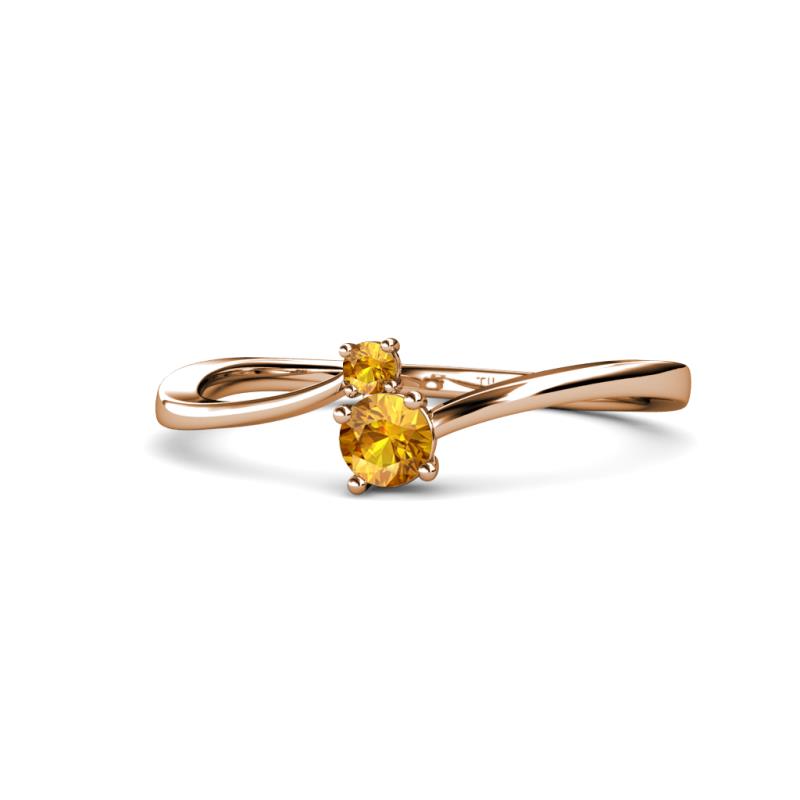 Lucie 4.10 mm Bold Round Citrine 2 Stone Promise Ring 