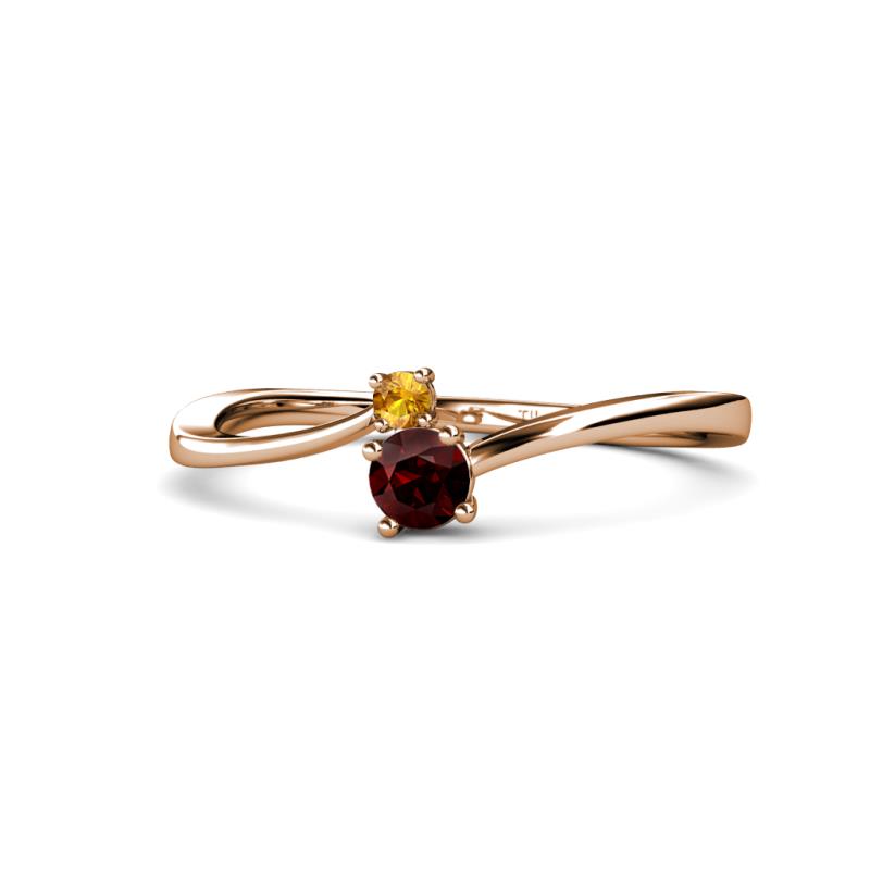 Lucie 4.10 mm Bold Round Citrine and Red Garnet 2 Stone Promise Ring 