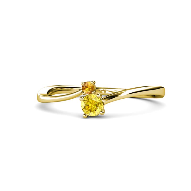 Lucie 4.10 mm Bold Round Citrine and Yellow Sapphire 2 Stone Promise Ring 