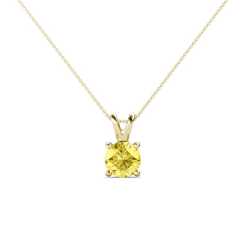 Jassiel 5.00 mm Round Lab Created Yellow Sapphire Double Bail Solitaire Pendant Necklace 