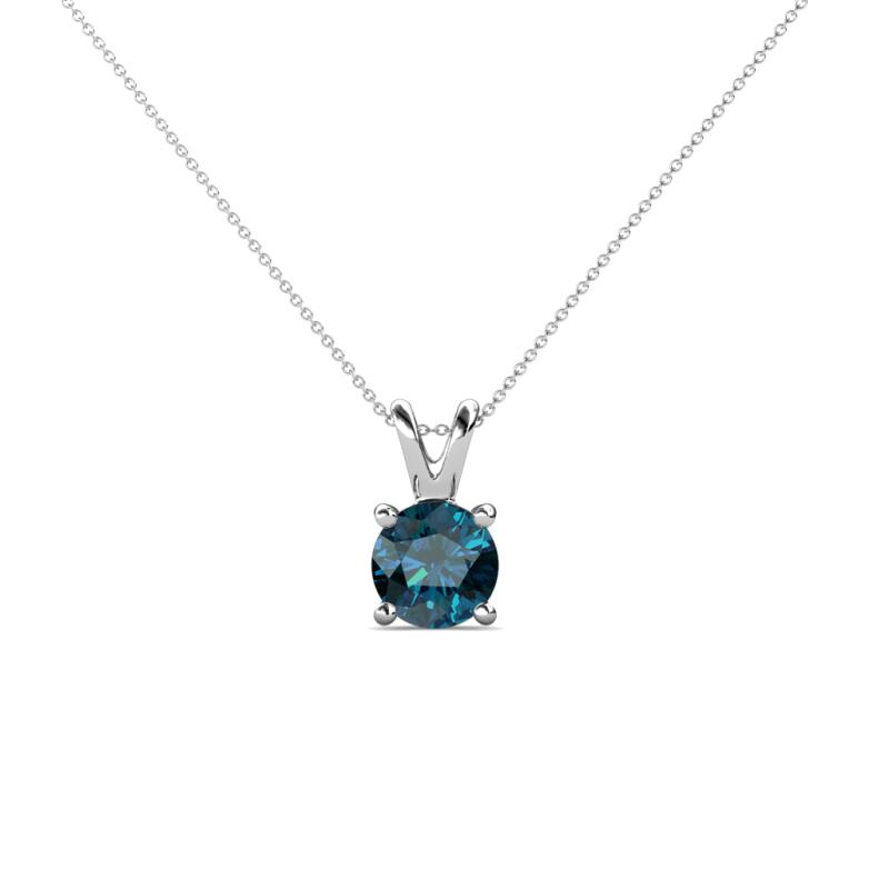 Jassiel 5.00 mm Round Blue Diamond Double Bail Solitaire Pendant Necklace 