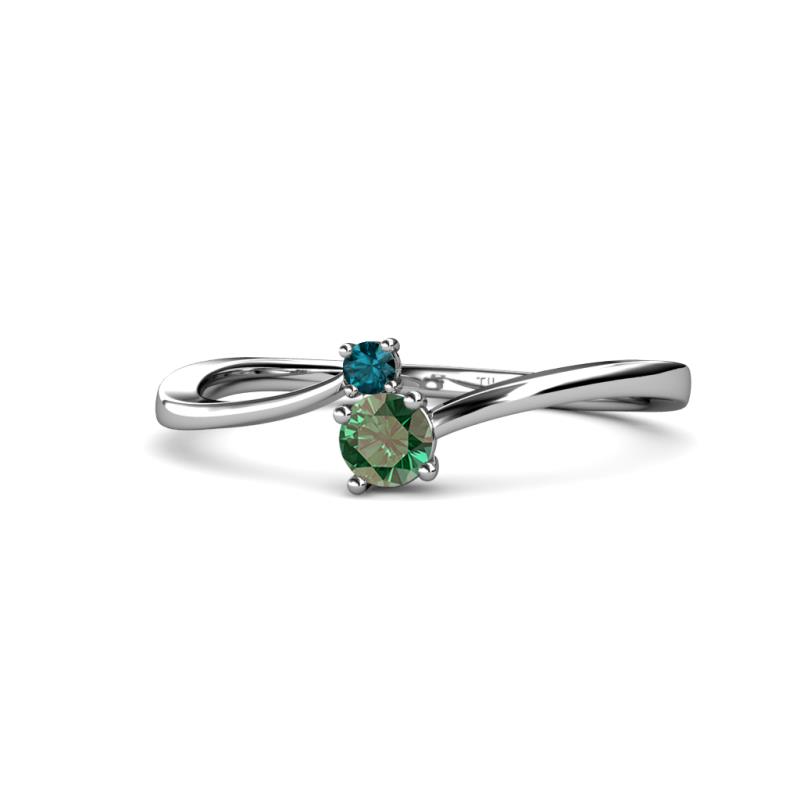 Lucie 4.10 mm Bold Round London Blue Topaz and Lab Created Alexandrite 2 Stone Promise Ring 