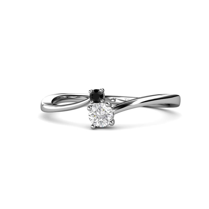 Lucie 4.10 mm Bold Round Black Diamond and White Sapphire 2 Stone Promise Ring 