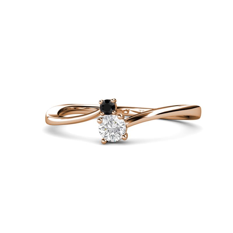 Lucie 4.10 mm Bold Round Black Diamond and White Sapphire 2 Stone Promise Ring 