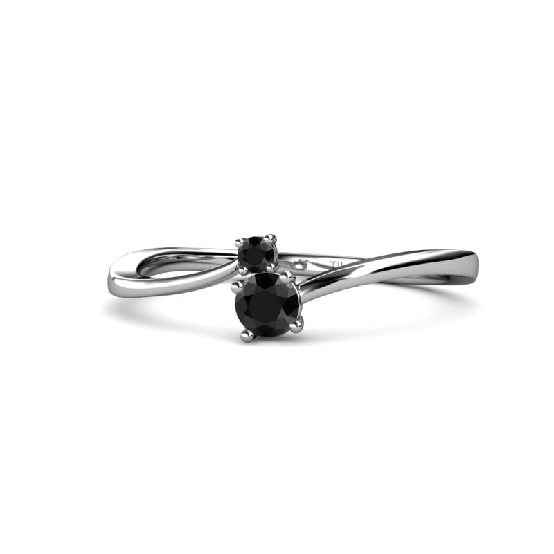 Lucie 4.10 mm Bold Round Black Diamond 2 Stone Promise Ring 
