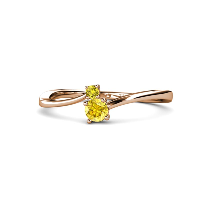 Lucie 4.10 mm Bold Round Yellow Diamond and Yellow Sapphire 2 Stone Promise Ring 