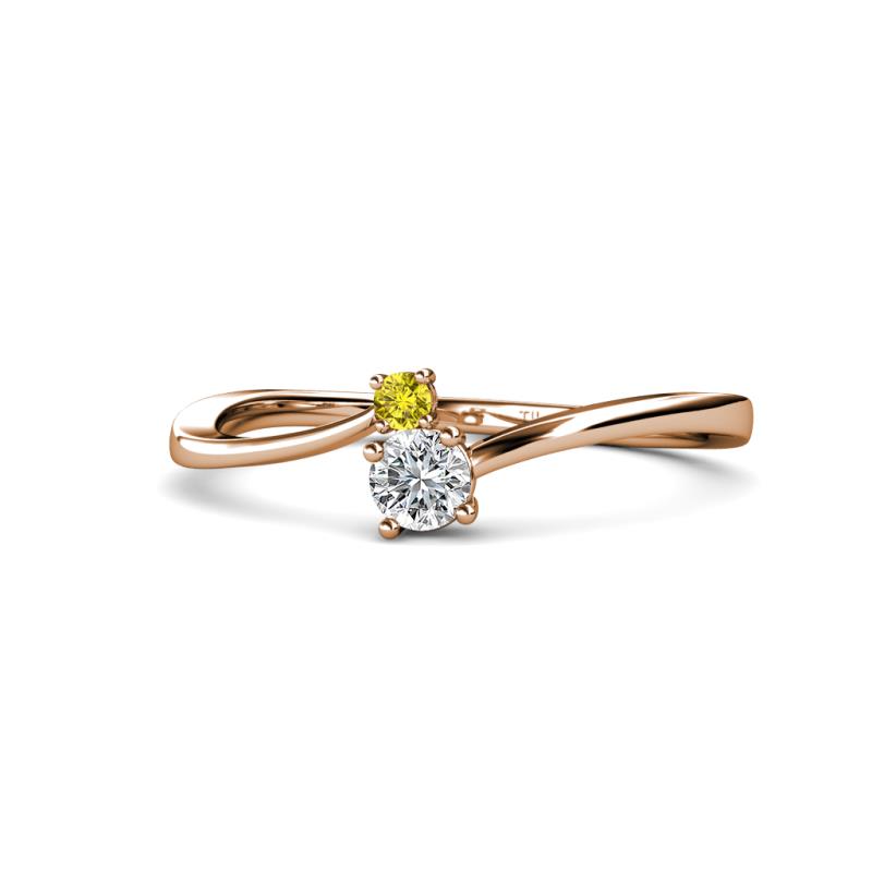 Lucie 4.10 mm Bold Round Yellow Diamond and Lab Grown White Diamond 2 Stone Promise Ring 