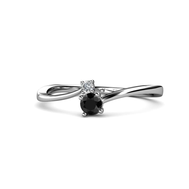 Lucie 4.10 mm Bold Round Black Diamond and Lab Grown Diamond 2 Stone Promise Ring 