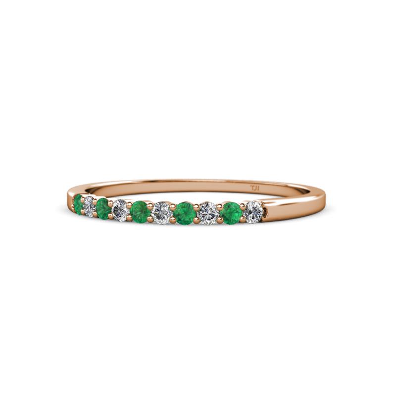 Clara 1.80 mm Emerald and Lab Grown Diamond 10 Stone Wedding Band 
