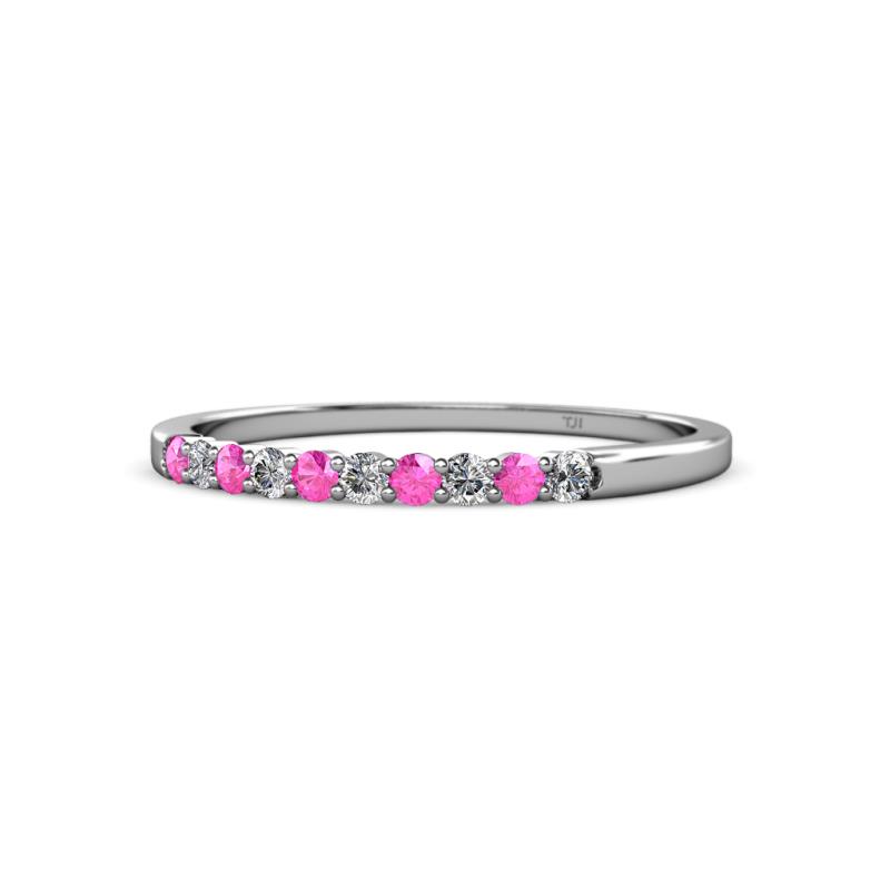 Clara 2.00 mm Pink Sapphire and Lab Grown Diamond 10 Stone Wedding Band 