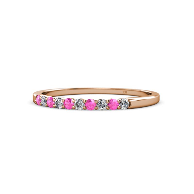 Clara 2.00 mm Pink Sapphire and Lab Grown Diamond 10 Stone Wedding Band 