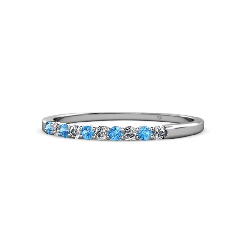 Clara 2.00 mm Blue Topaz and Lab Grown Diamond 10 Stone Wedding Band 