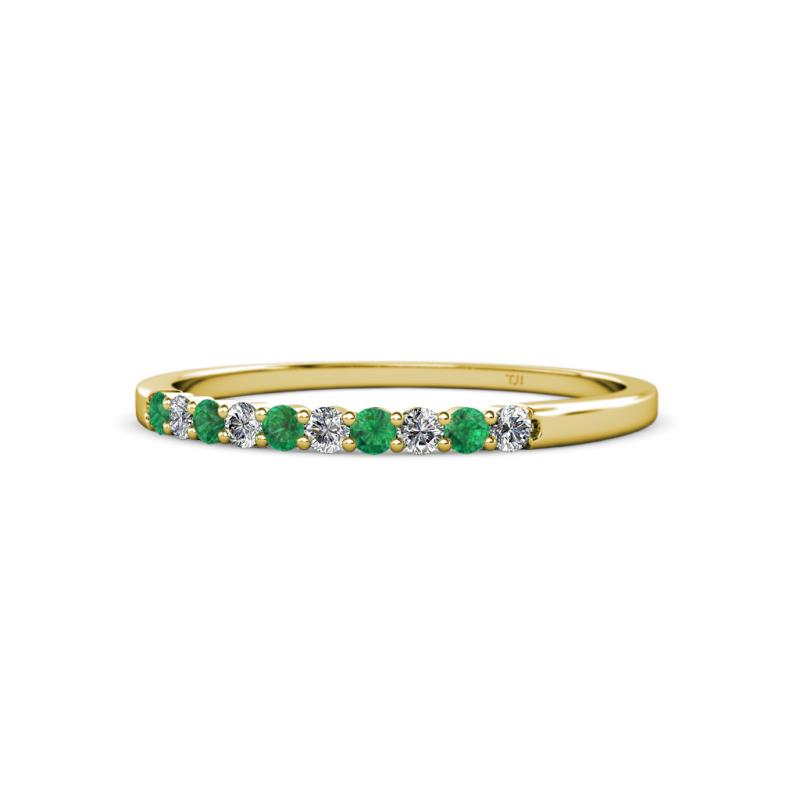 Clara 2.00 mm Emerald and Lab Grown Diamond 10 Stone Wedding Band 