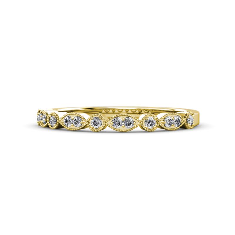 14K/18K Gold Unique Marquise And Round Moissanite Wedding Band for
