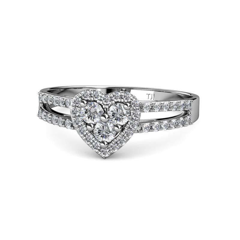 Michelle Prima Round Diamond 0.75 ctw Cluster Heart Ring with Split Shank 