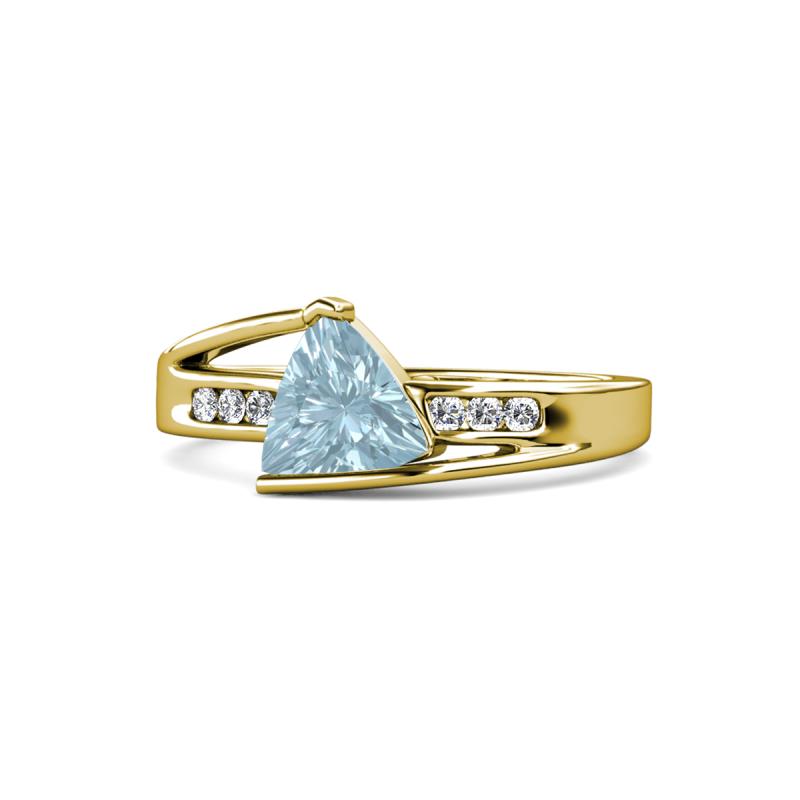 Medora 7.00 mm Trillion Cut Aquamarine and Diamond Engagement Ring 