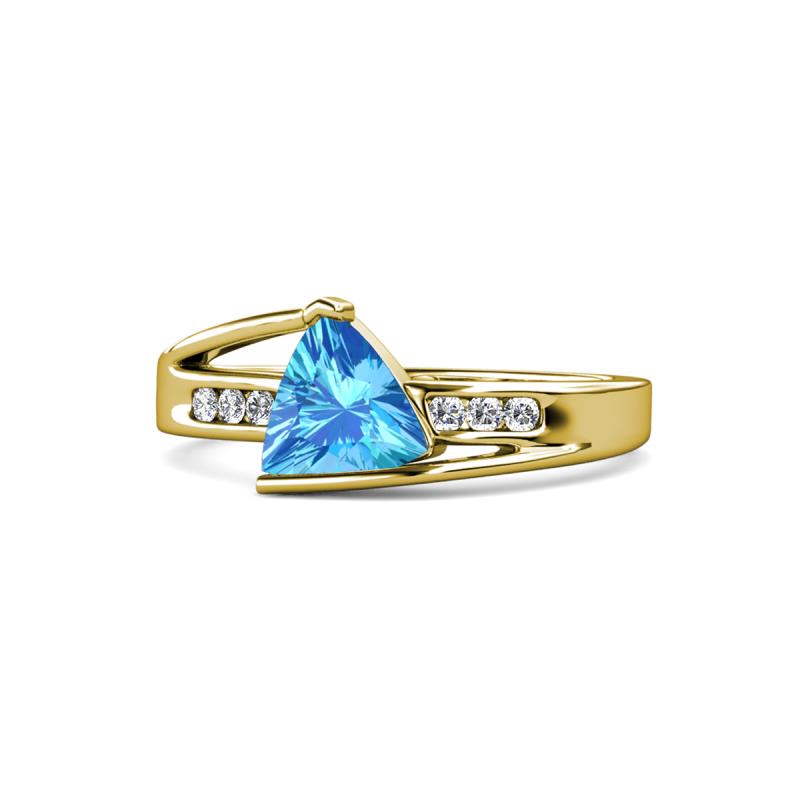 Medora 7.00 mm Trillion Cut Blue Topaz and Diamond Engagement Ring 
