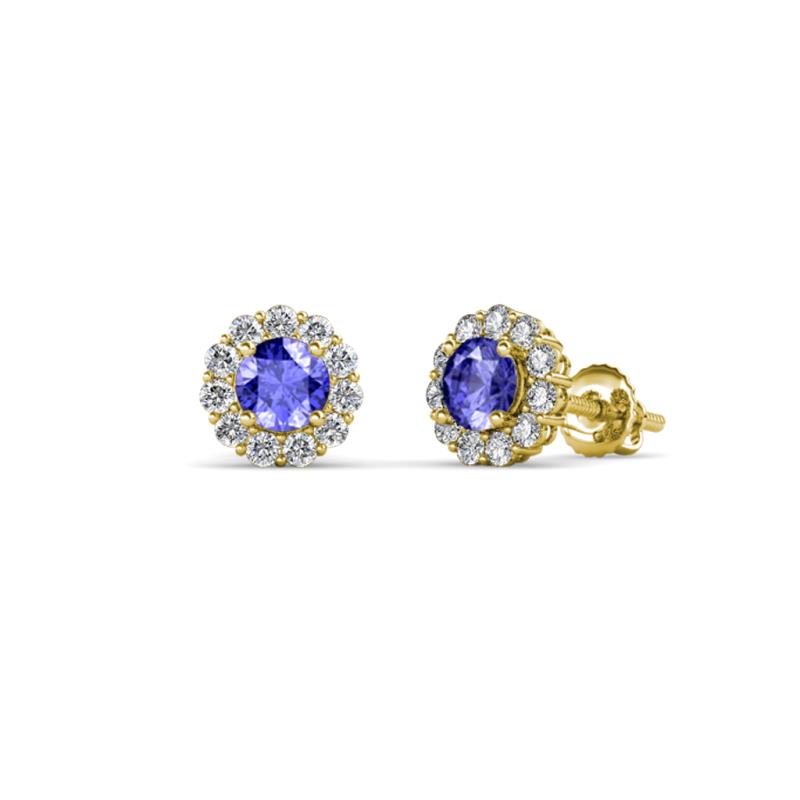 Ayana Round Tanzanite and Diamond Halo Stud Earrings 