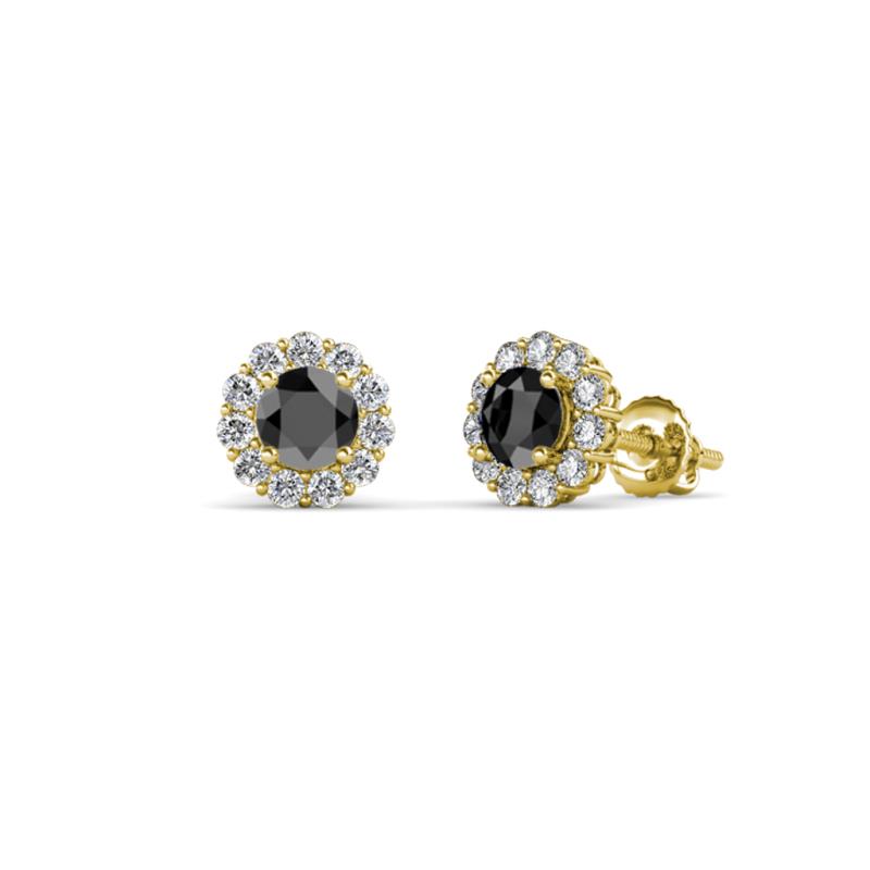 Ayana Round Black and White Diamond Halo Stud Earrings 