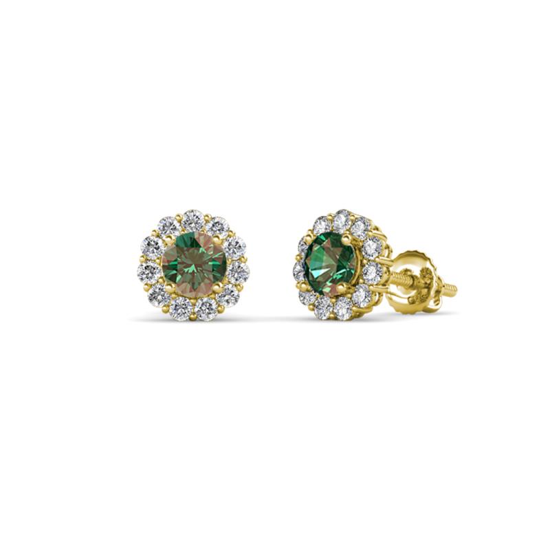 Ayana Round Diamond and Lab Created Alexandrite Halo Stud Earrings 