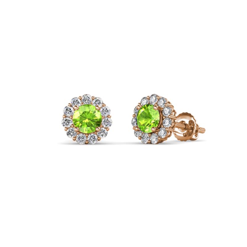 Ayana Round Peridot and Diamond Halo Stud Earrings 