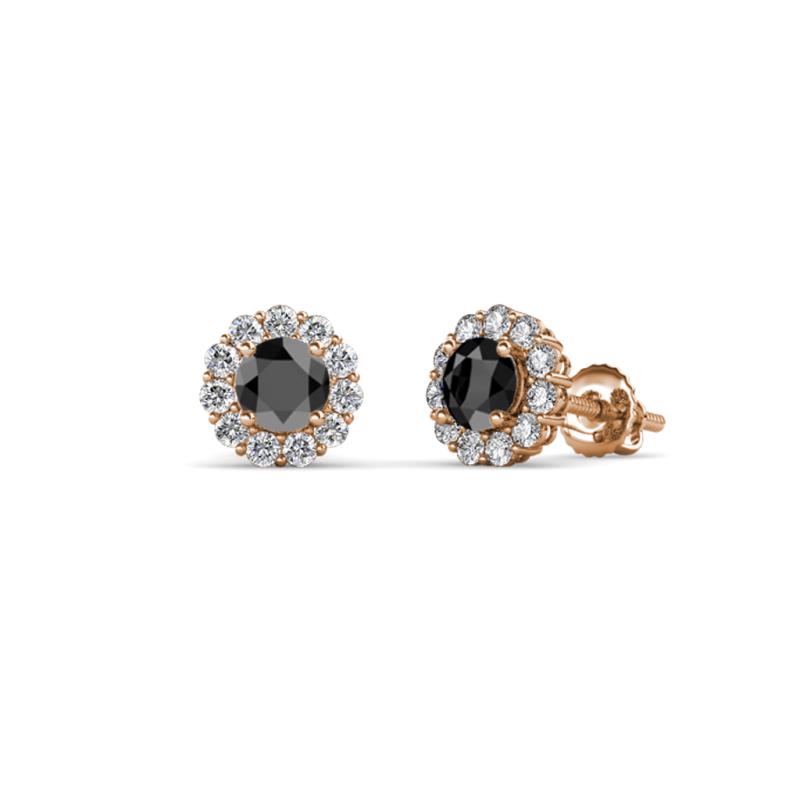 Ayana Round Black and White Diamond Halo Stud Earrings 