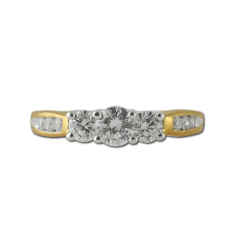 Steffi Round AGS Certified Diamond Three Stone Engagement Ring 