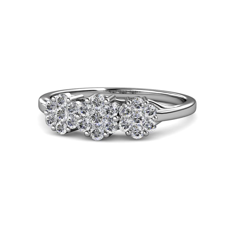 Petunia Round AGS Certified Diamond Floral Anniversary Ring 