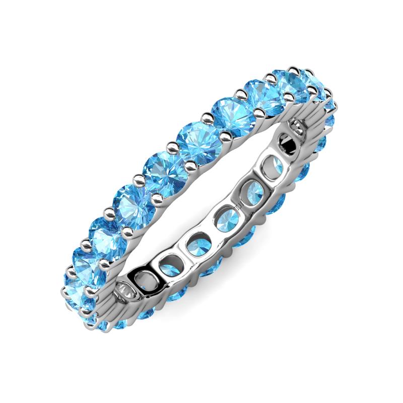 Joyce Blue Topaz Common Prong Womens Eternity Ring Stackable 3.06 ctw ...