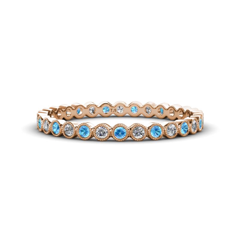 Arria 2.00 mm Blue Topaz and Lab Grown Diamond Eternity Band 