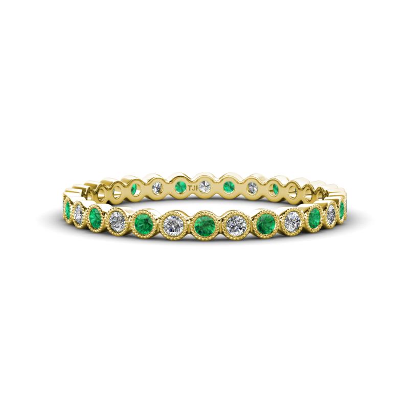 Arria 2.00 mm Created Emerald and Lab Grown Diamond Eternity Band 