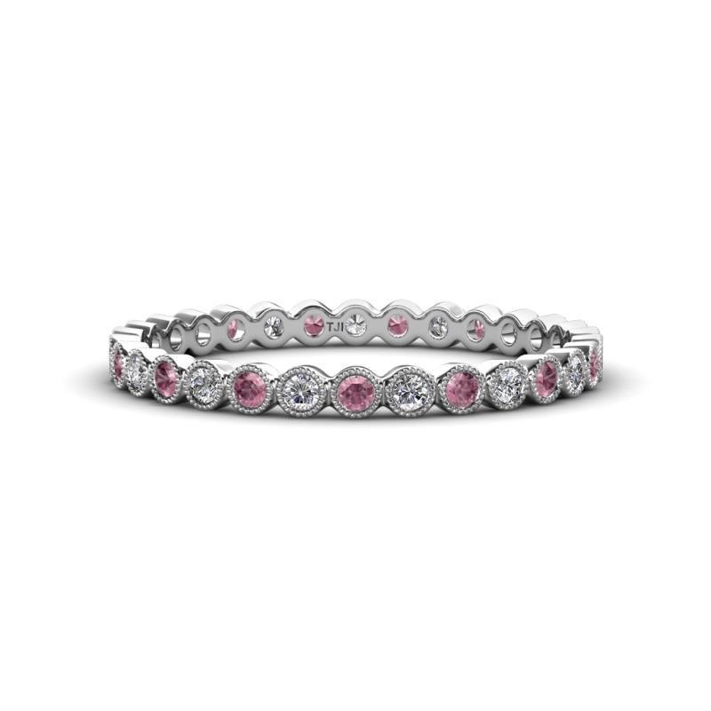 Arria 2.00 mm Pink Tourmaline and Lab Grown Diamond Eternity Band 