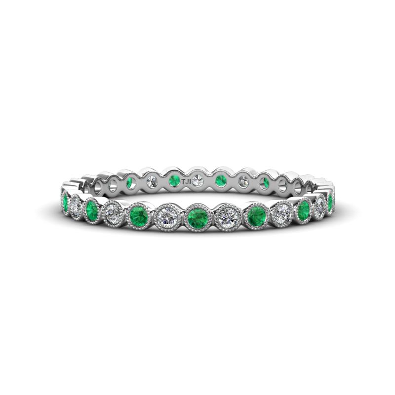 Arria 2.00 mm Created Emerald and Lab Grown Diamond Eternity Band 