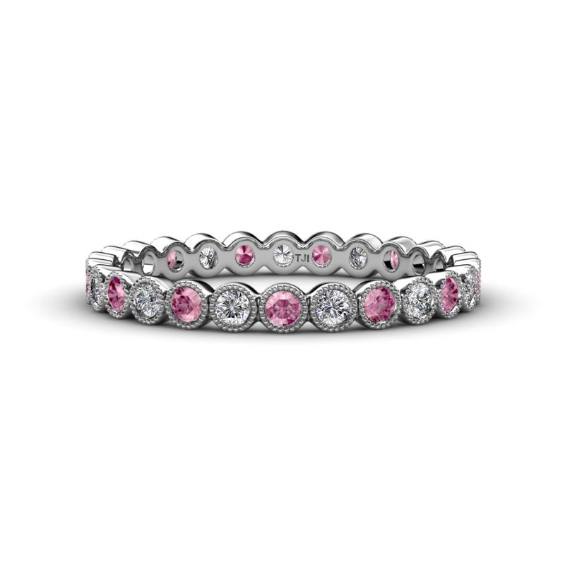Arria 2.40 mm Pink Tourmaline and Lab Grown Diamond Eternity Band 