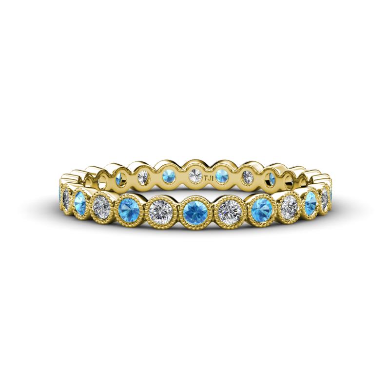 Arria 2.40 mm Blue Topaz and Lab Grown Diamond Eternity Band 