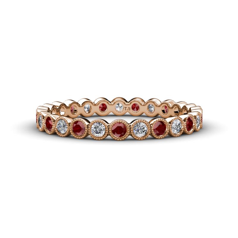 Arria 2.40 mm Red Garnet and Lab Grown Diamond Eternity Band 