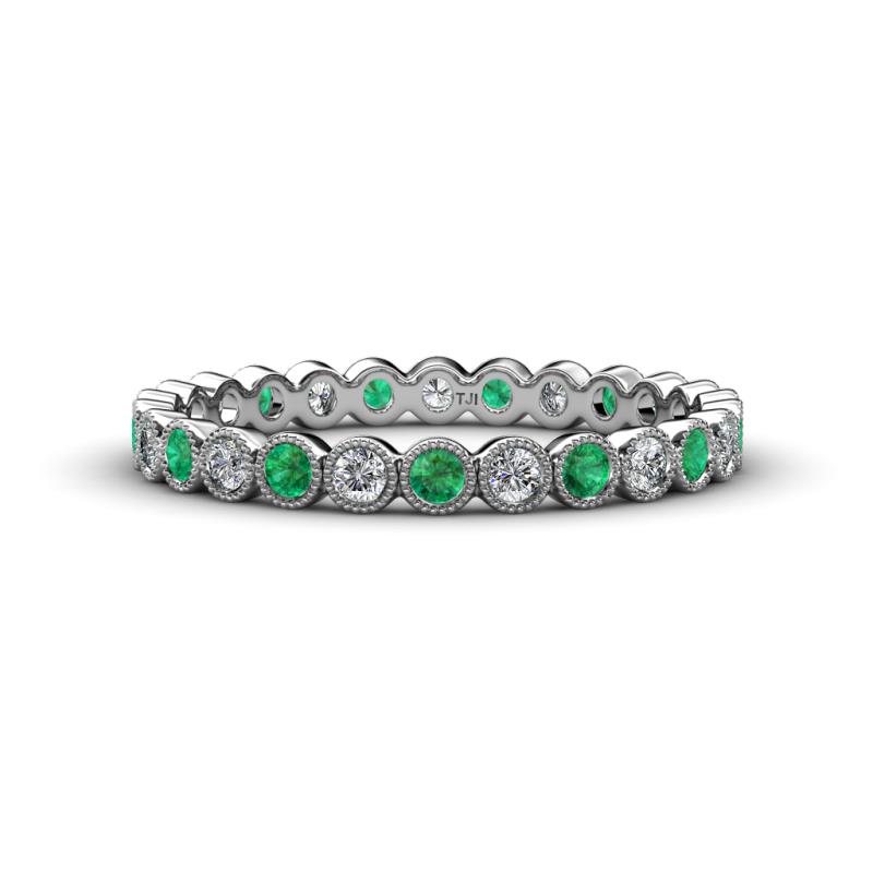 Arria 2.40 mm Emerald and Lab Grown Diamond Eternity Band 