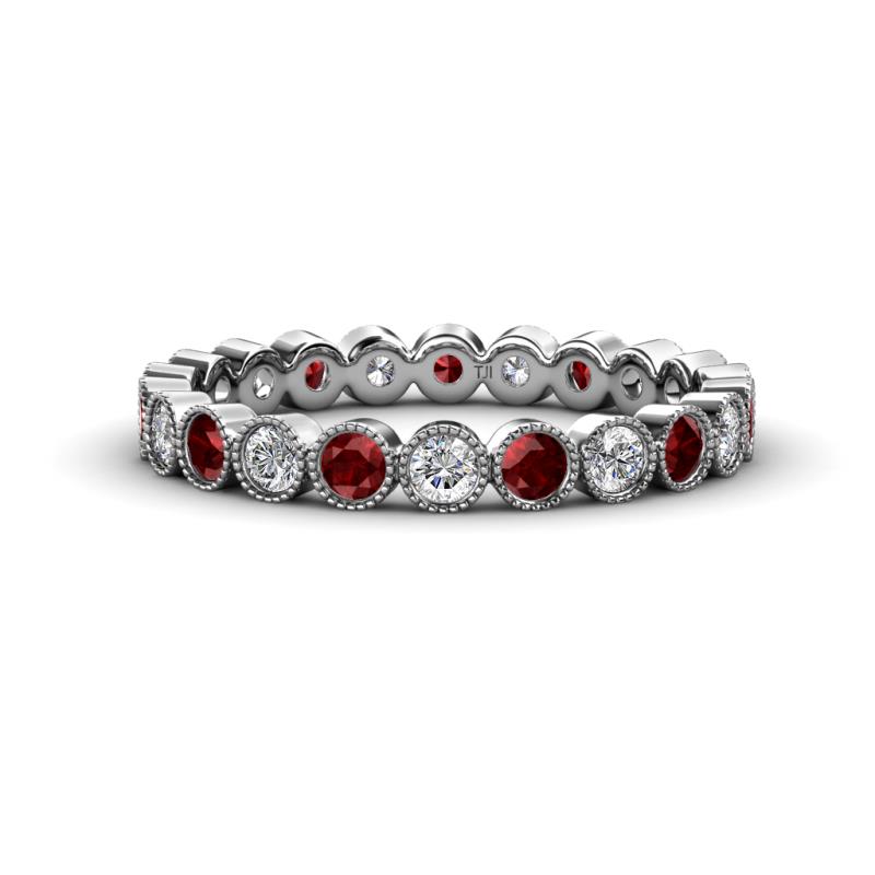 Arria 2.70 mm Red Garnet and Lab Grown Diamond Eternity Band 