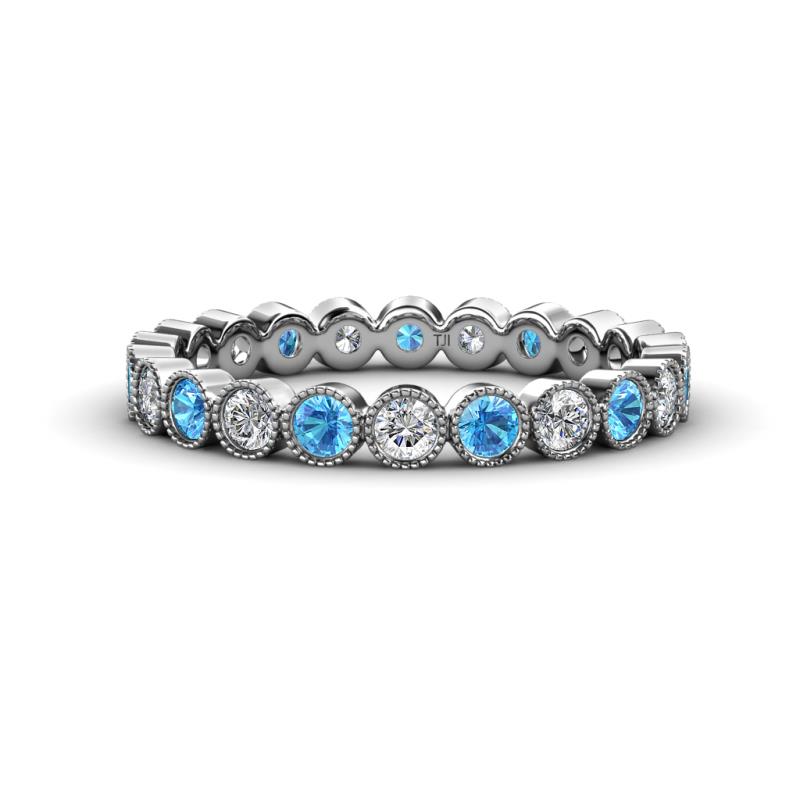 Arria 2.70 mm Blue Topaz and Lab Grown Diamond Eternity Band 