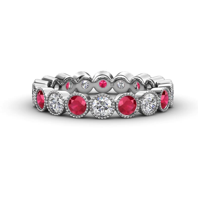 Arria 3.00 mm Ruby and Lab Grown Diamond Eternity Band 