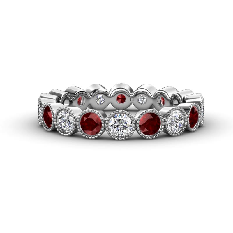 Arria 3.00 mm Red Garnet and Lab Grown Diamond Eternity Band 