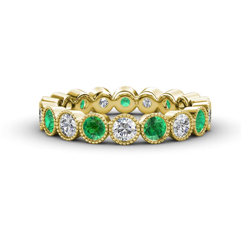 Arria 3.00 mm Created Emerald and Lab Grown Diamond Eternity Band 