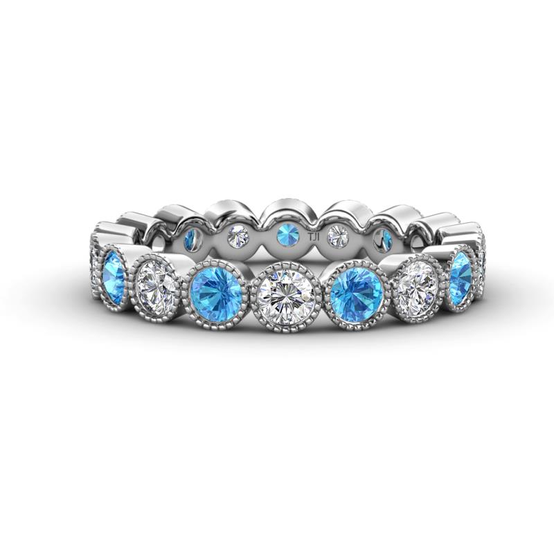 Arria 3.00 mm Blue Topaz and Lab Grown Diamond Eternity Band 