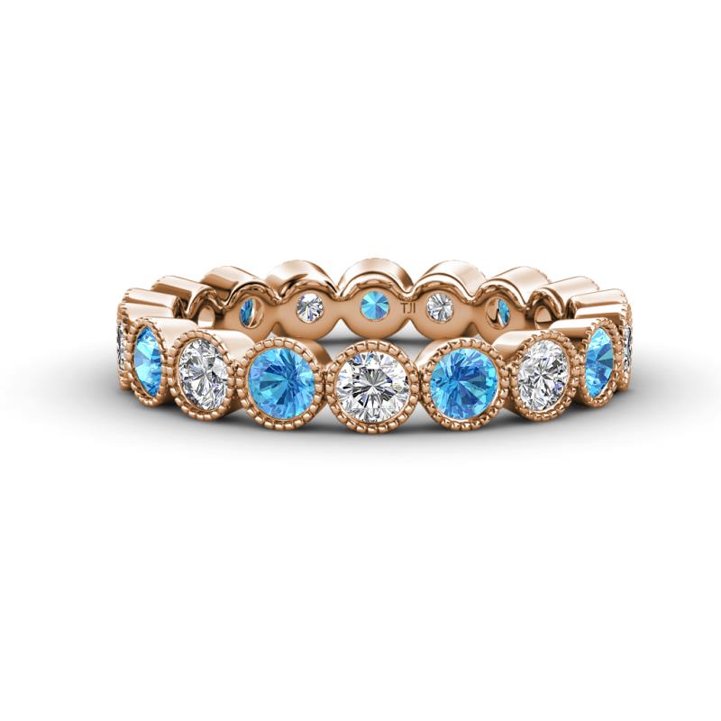 Arria 3.00 mm Blue Topaz and Lab Grown Diamond Eternity Band 