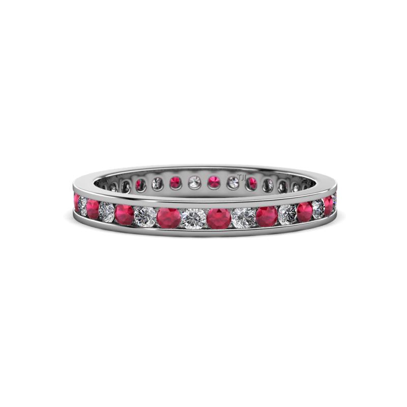 Celina 2.00 mm Round Ruby and Lab Grown Diamond Eternity Band 