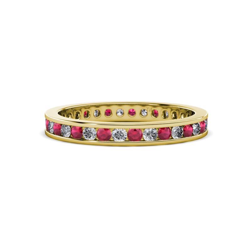 Celina 2.00 mm Round Ruby and Lab Grown Diamond Eternity Band 