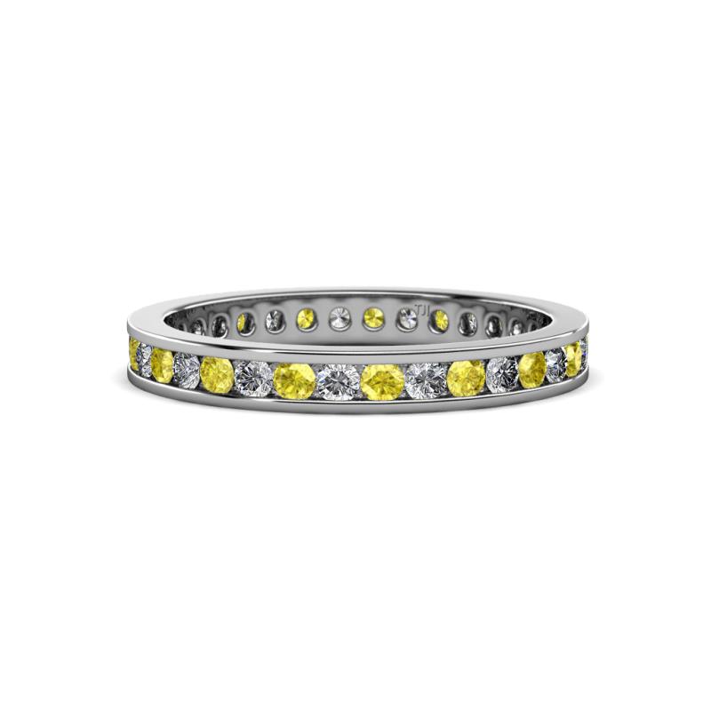 Celina 2.00 mm Round Yellow Sapphire and Lab Grown Diamond Eternity Band 