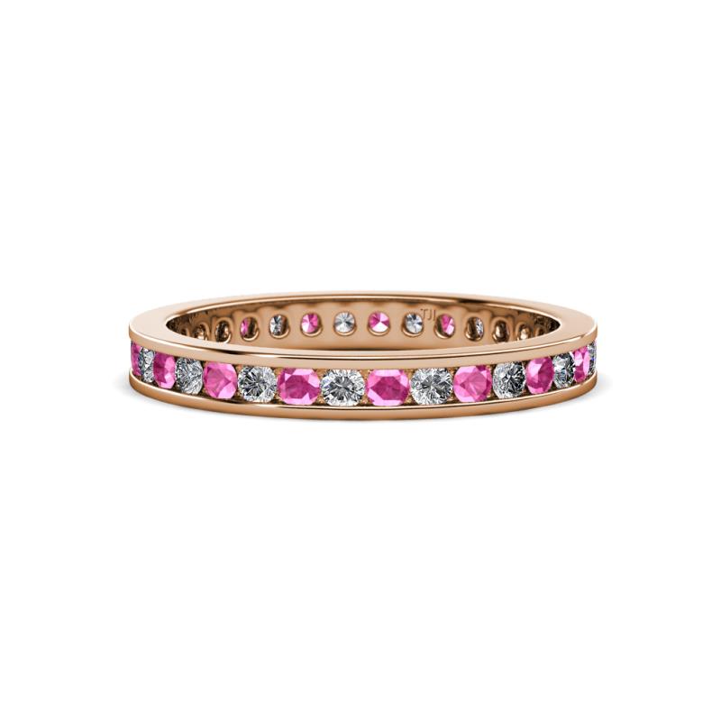 Celina 2.00 mm Round Pink Sapphire and Lab Grown Diamond Eternity Band 