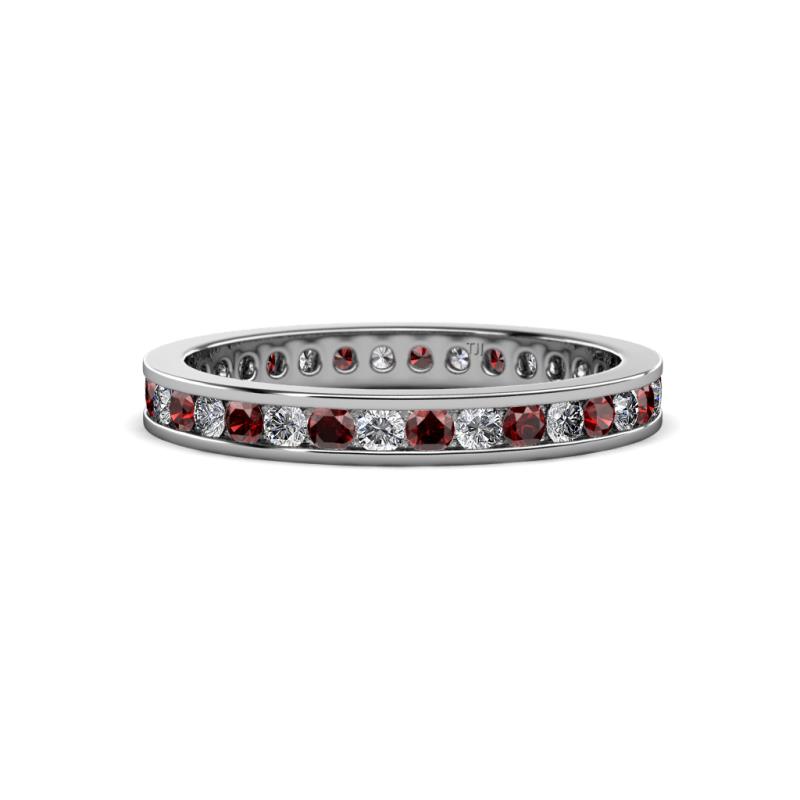 Celina 2.00 mm Round Red Garnet and Lab Grown Diamond Eternity Band 